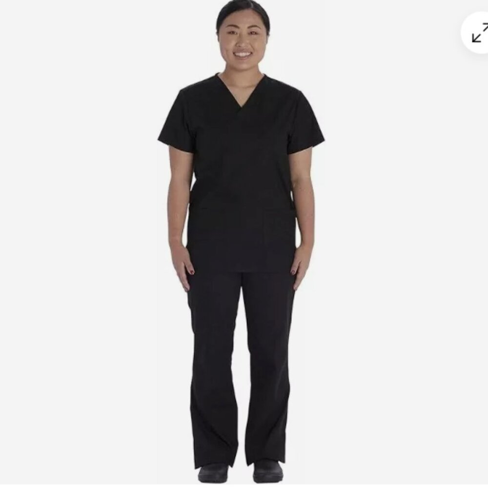 Vital Threads Black Scrubs. Top and Bottom Set.
